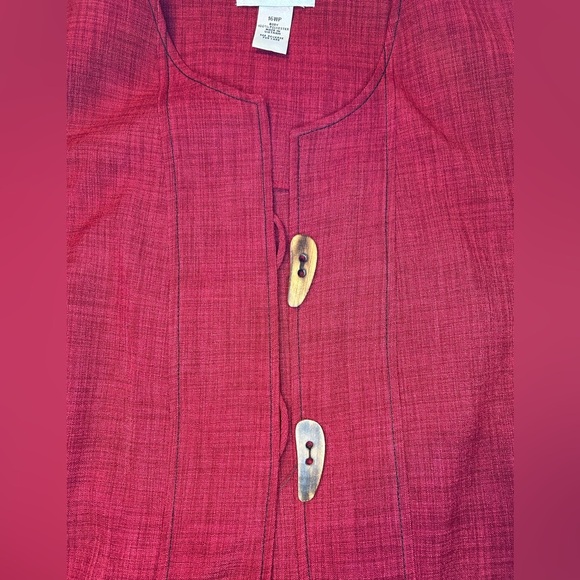 NWOT Anna Maxwell Red Textured Jacket w/ Wooden Buttons Plus Size 16WP - Picture 10 of 16